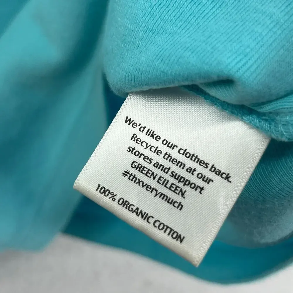 EILEEN FISHER Tank Top M Organic Cotton Ribbed Jersey Scoop Neck Cami Aqua Blue_8